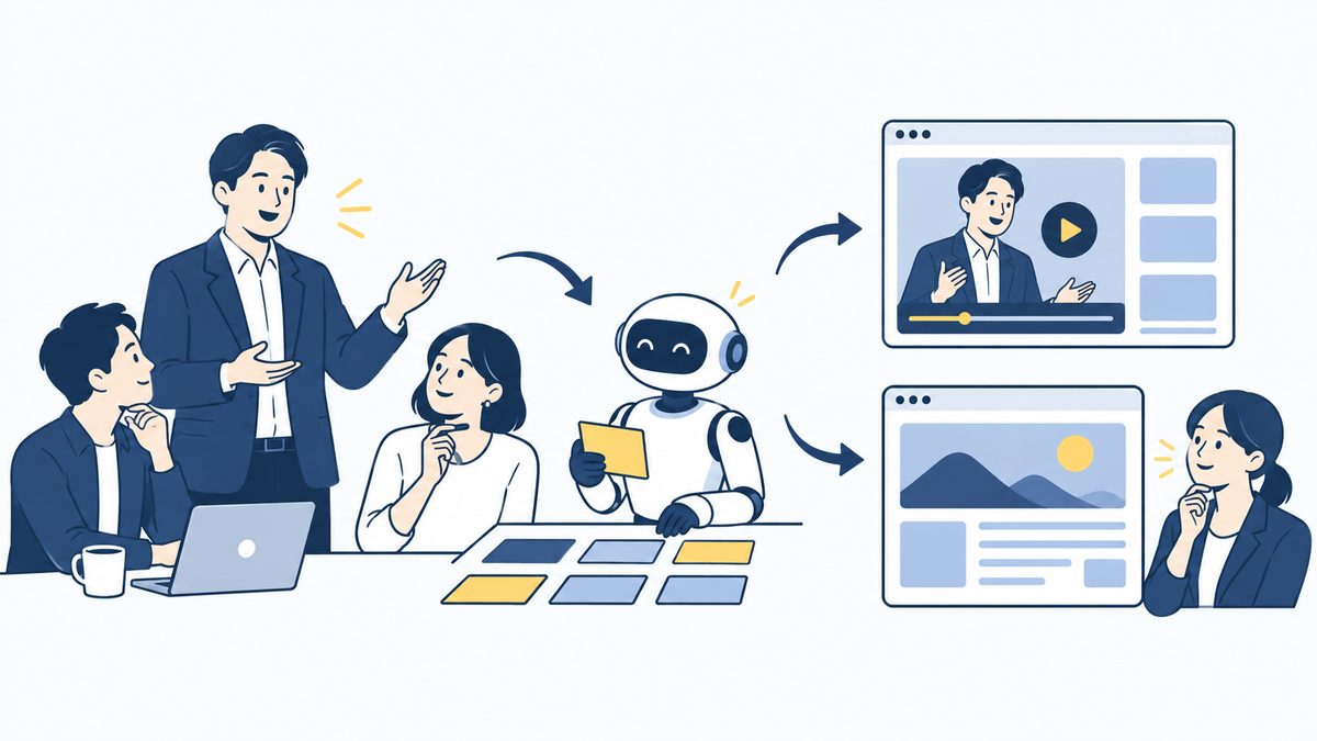 AIとチームが発信を支えるイメージ