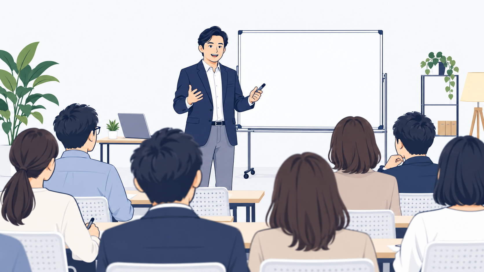 観客のいる会場でセミナーを行う